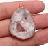 LE SKY natural stone pendant, irregular plated gold edge crystal agate stone pendant for jewelry making DIY necklace charms 25X30-35X45mm (2 Pcs)...