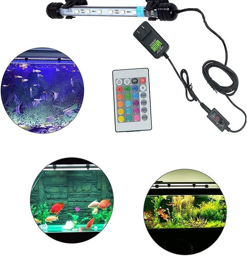 MLJ LED Aquarium Light, 7-44 Inch Waterproof Fish Light White with Blue, RGB Underwater Lamp Submersible LED Light for Fish Tank...
