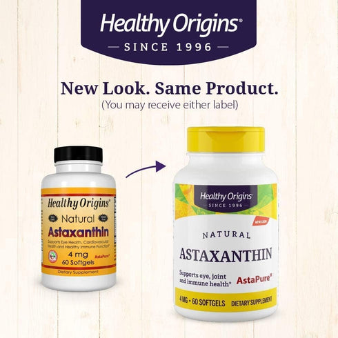 Healthy Origins Astaxanthin (AstaPure) 4 mg, 60 Softgels...