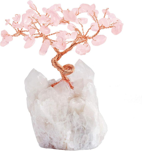 mookaitedecor Rose Quartz Crystal Tree Tumbled Stones, Cluster Rock Crystals Base Money Tree for Wealth and Luck 4"-5"...