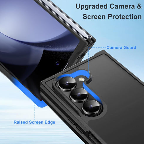 for Samsung Galaxy Z Fold 6 Case, Z Fold 6 Case with Camera Frame Protection, Thin Anti-scratch PC Matte Translucent Back & Flexible TPU Hinge Sho...