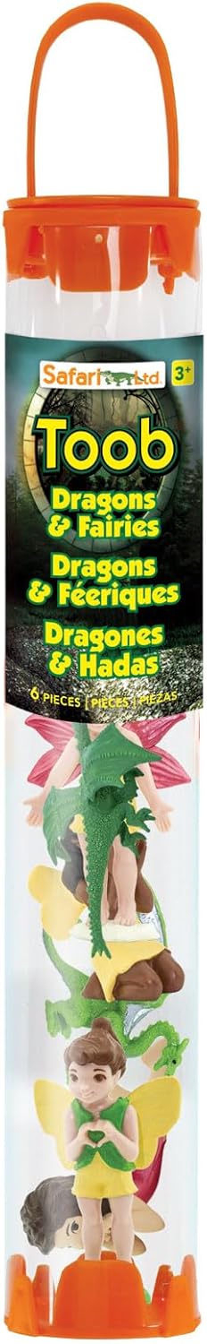 Safari Ltd. Fairies & Dragons Designer TOOB - Detailed Toy Figurines Including Four Friendly Fairies and Two Mini Dragons - Fun Play Toy for Boys,...
