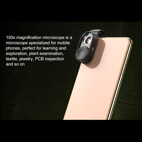 PUSOKEI 100X Phone Microscope,Mini Pocket Phone Camera Lens Attachment Microscopes with Universal Clip and LEDs,Portable USB Micro Magnifier for K...