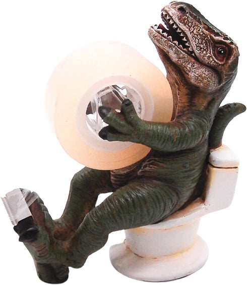 Dinosaur Sitting on a Toilet Tape Dispenser, Unique Desk Accessory, Funny Office Supplies, 5.5 Inches...