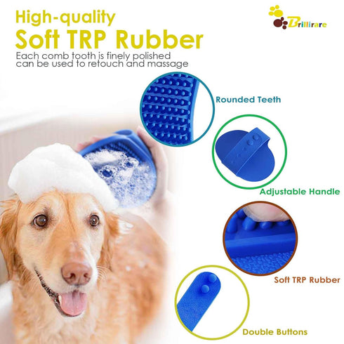 2 Pack Dog Grooming Brush, Premium Soft Silicone Pet Bath Brushes with Adjustable Handle, Shampoo Soothing Comb for Wet Dry Long Short Haired Dogs...