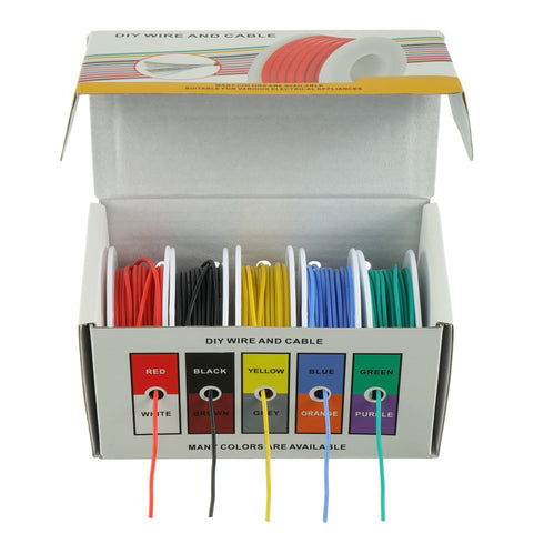 BOJACK 26 AWG Flexible Silicone Wire Electric Wire Hook up Wire Kit 300V Cables with Plus 20 ?3mm Heat Shrink Tubings and a Mini Wire Stripper(5 C...