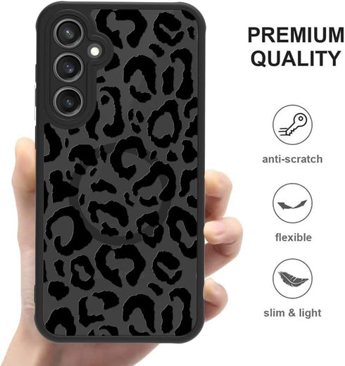 ZIYE Magnetic Case for Galaxy S23 FE Leopard Pattern Phone Case with Camera Protection,Silicone TPU Phone Protective Cover Cheetah Design Cases Co...