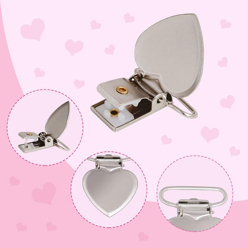 Marrywindix 20pcs Silver Suspender Clips Heart Shaped Metal Holder Clips Sheet Fasteners Clips Suspenders Holder for Mattress Pad Cover Sofa Cushi...