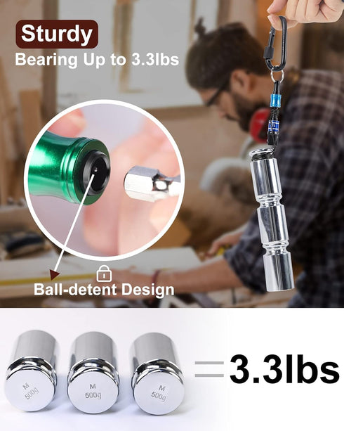 12pc Portable Bit holder Keychain, 1/4in Hex Shank Screwdriver Bit Clip for Impact Driver Flexible Drill Bit Extension Nut Driver W/Black Carabine...