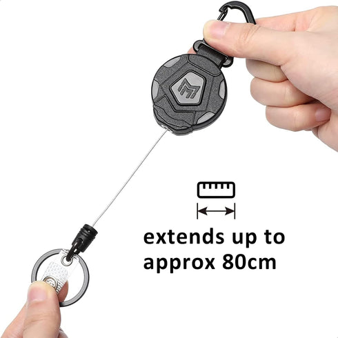 MNGARISTA Retractable Badge Holder, Heavy Duty Carabiner Keychain, Tactical ID Card Holder with 31.5" Retractable Badge Reel, Black...