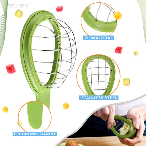 Avocado Slicer Tool - 3.2 x 6.3 Inches Avocado Cuber Tool with Ergonomic Handle, Easy to Use and Clean, Food-Grade Plastic and Stainless Steel, Go...