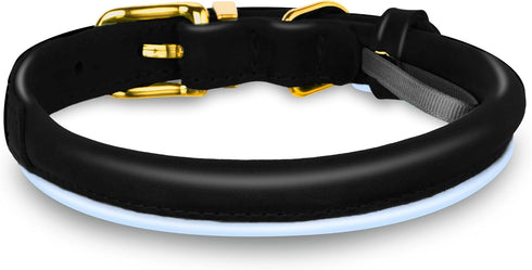 OOPSDOGGY Reflective Rolled Leather Dog Collar for Large Dogs, Adjustable Soft Padded Pet Collar for Large Breed Dogs (L, 14"-18", Black)...