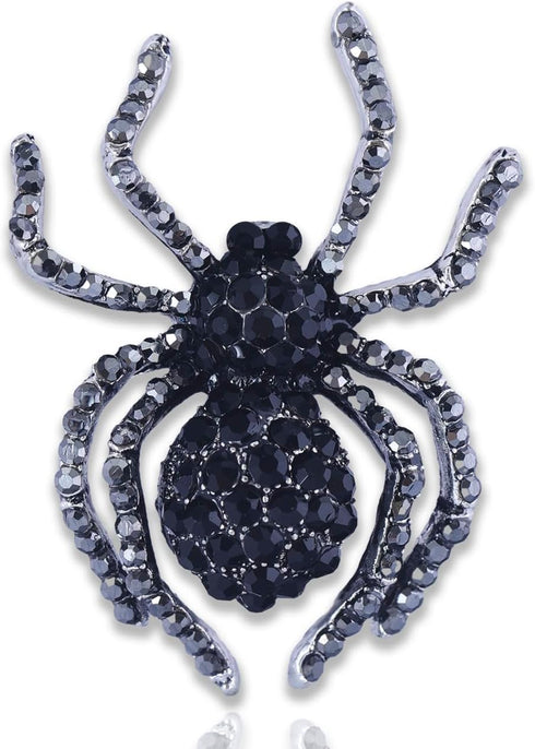 Vintage Style Austrian Crystal Halloween Micro Crystal Pave Spider Brooch Pin For Women...