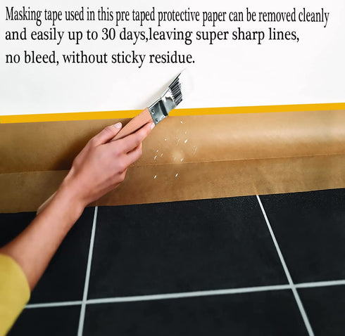 Paint Masking Paper with Adhesive, 12 in x 50 feet Automotive Best Painters Paper, Tape and Drape for Painting,for Cars and Auto Body Painting Pai...