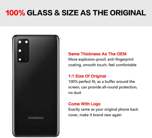 Compatible for Samsung Galaxy S20 Back Glass Cover Replacement 6.2-Inches Galaxy S20 5G SM-G980 SM-G981 All Carriers with Installation Manual + Re...