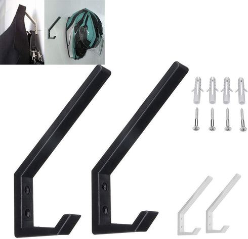 4PCS Helmet Holders Plastic Hanging Hooks Wall Mounted Hangers Hat Glove Bag Shoe Clothes Rack (White-4PC)...