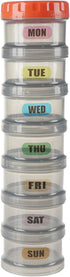 7 Day Pill Organizer Case Stackable Weekly Supplements Vitamins Pills Holder Dispenser Large Translucent Black with Extra Lid...