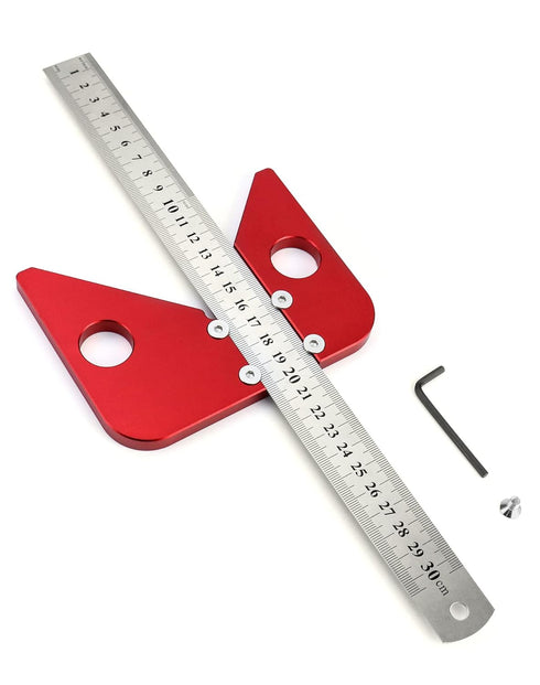 QWORK Center Scribe Gauge, Aluminum Center Finder Ruler, 45/90° Liner & Circle Center Scribe Marker Center Measuring Tool with Detachable Ruler...