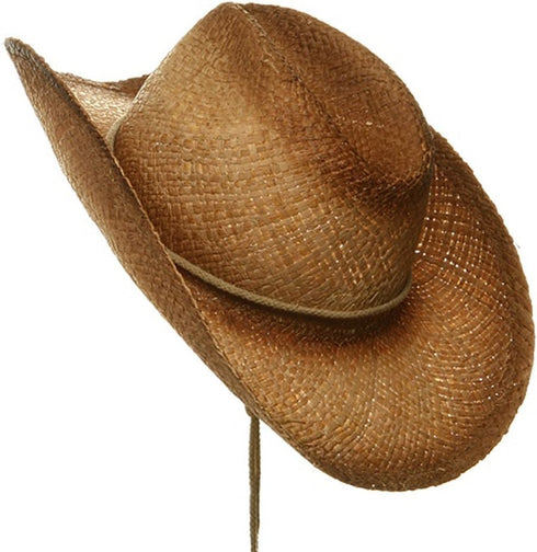 MG Tea Stain Raffia Straw Cowboy Hat (Natural), Natural Tea, Size One Size...