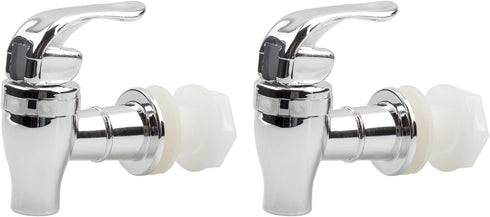 Cornucopia Brands Push Style Spigots for Beverage Dispenser Carafes (2-Pack), Replacement Lever Pour Spouts, Chrome Design Lock Open Style...
