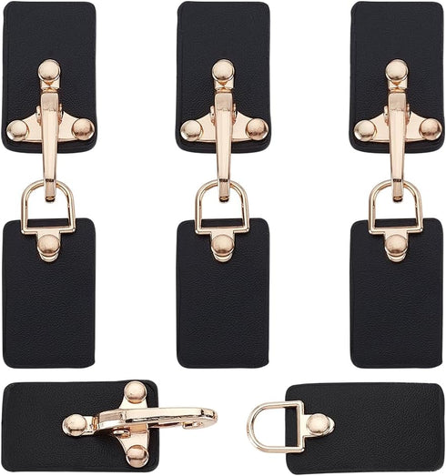 FINGERINSPIRE 4 Sets Leather Sew-On Toggle Buckles Black PU Leather Snap Toggle Sew On Duffle Jacket Buckle Metal Leather Clasp Fastener Replaceme...