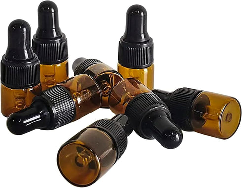 50 Pack Amber Glass Mini Dropper Bottles,1ML Amber Essential Oil Dropper Bottle for Travel Test Sample Perfume...