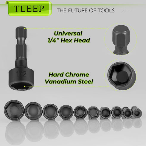 20 x Power Nut Driver Set for Impact Drill, SAE and Metric 1/4” Hex Head Drill Bit Set Screwdriver Socket Set, Chrome Vanadium Steel, Quick Change...