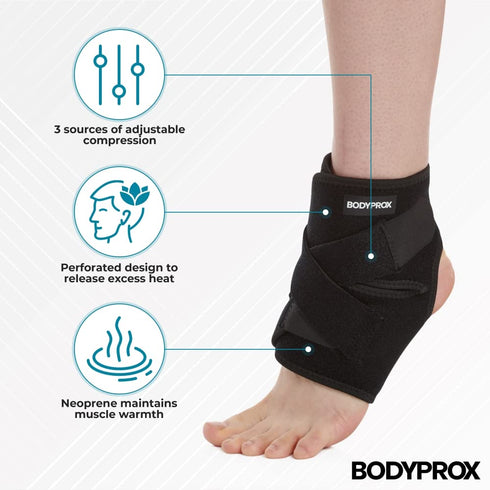 Bodyprox Ankle Support Brace, Breathable Neoprene Sleeve, Adjustable Wrap! (1 Pack)...