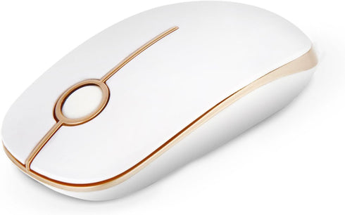 VssoPlor Wireless Mouse, 2.4G Slim Portable Computer Mice with Nano Receiver for Notebook, PC, Laptop, Computer (White and Gold)...