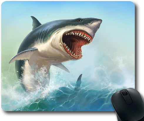 Mouse Pad White Shark Non-Slip Rubber Mouse Mat Computer Gaming Mousepad...