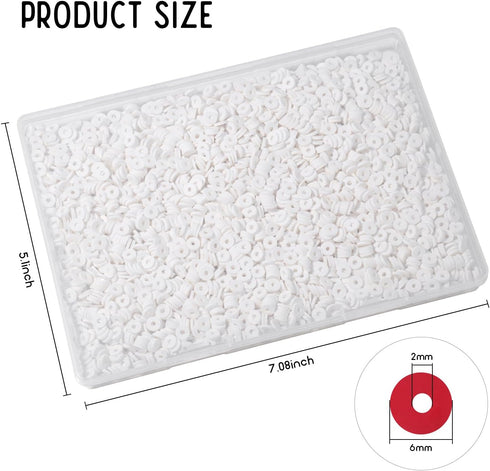 4000pcs White Clay Beads Bracelet Making Kit, 6mm Flat Round Polymer Clay Beads Spacer Heishi Beads for Jewelry Making Earring Necklace...