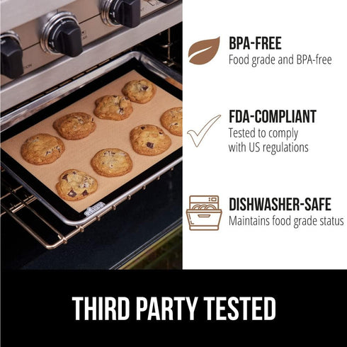 Gorilla Grip BPA-Free Reusable Silicone Baking Mat, 2/3 Sheet, Nonstick Liner for Oven Cookie Sheets, Heat Resistant, No Oil Greasing Needed, Easy...