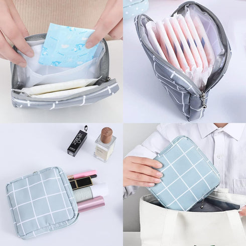 Sanitary Napkin Storage Bag, 4Pcs Zipper Menstrual Pad Bag Portable Sanitary Napkin Storage Tampons Holder for Purse First Period Kit for Teen Gir...