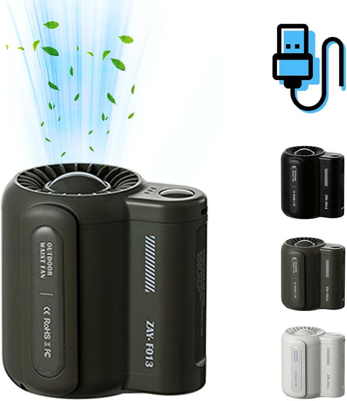 Portable Cooling Clip Fan,Cool Clip Fan Under Shirt,3 Speeds Personal Fan,Rechargeable Belt Clip Fan with USB Port for Outdoor Works Green...
