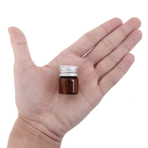 5ml Amber Glass Vials with Screw Caps and Plastic Stoppers, Small Brown Liquid Sample Vial, Leak-Proof Vial, 12PCS...