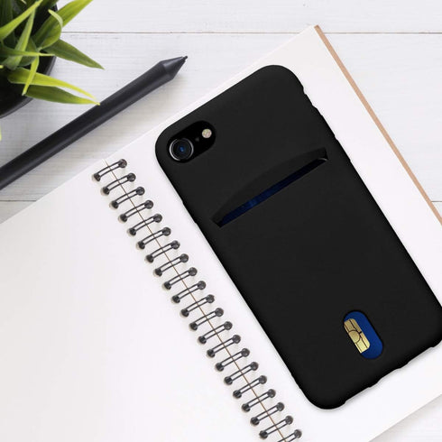 kwmobile Case Compatible with Apple iPhone SE (2022) / iPhone SE (2020) / iPhone 8 / iPhone 7 - Soft TPU Phone Cover with Card Holder and Silicone...