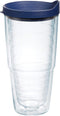 Tervis Clear & Colorful Lidded Made in USA Double Walled Insulated Tumbler Travel Cup Keeps Drinks Cold & Hot, 24oz, Navy Lid...