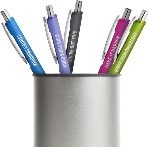 Canopy Street Multi Color Motivational Gel Pen Set / 5 Black Ink Gel Glide Pens/Encouraging Colorful Office Supplies/Teacher Thank You Appreciatio...