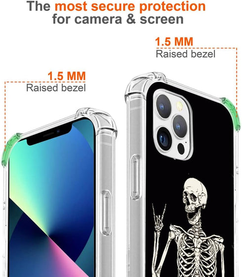 Hungo Case for iPhone 13 Pro Max Skull Design, Soft TPU Cover Heavy Duty Protection Wireless Charging Compatible with iPhone 13 Pro Max Funny Skul...