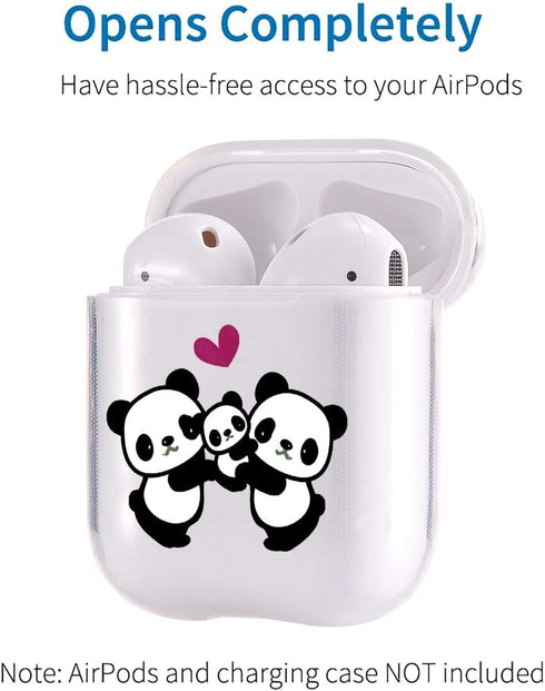 Idocolors Clear Case Compatible with AirPods 2&1, Soft Silicone Shockproof Case Cover with Cute Cartoon Panda Pattern for Girls & Teenages...