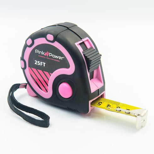 Pink Power 25ft Pink Tape Measure - Pink Measuring Tape Measure for Womens Tool Kit with Retractable Blade and Lock Button - Girls Tape Measure fo...
