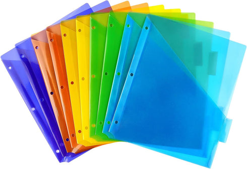 Plastic Binder Dividers with One Front Pocket and Tab Binder Divider for 3 Ring Binder, Multicolor, 10 Pack...