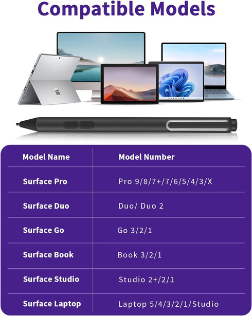 Uogic Pen for Microsoft Surface, 4096 Pressure Sensitivity Palm Rejection Stylus, Compatible with Surface Pro 10/9/8/7/6/5/4/3/X,Surface Go 3/2/1,...