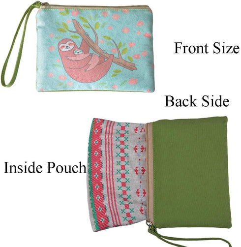 Rantanto Small Cute Cash Coin Purse, Canvas Change Purse, Kawaii Coin Pouch With Handle Christmas Gift For Women Teenager Girls (BG0002 Sloth)...