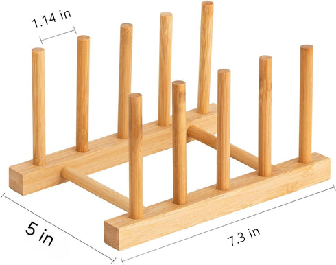 HBlife 2pcs Bamboo Dish Plate Bowl Cup Book Pot Lid Cutting Board Drying Rack Stand Drainer Storage Holder Organizer Kitchen Cabinet?Keep Dry?...