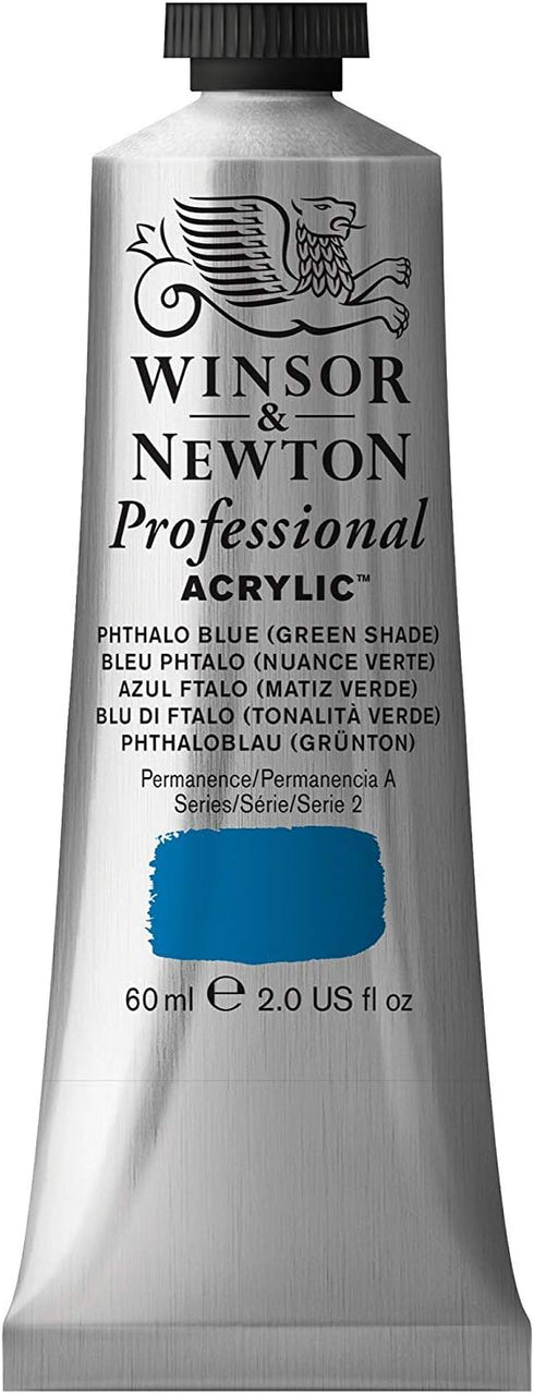 Winsor & Newton Professional Acrylic Paint, 60ml (2-oz) Tube, Phthalo Blue Green Shade...