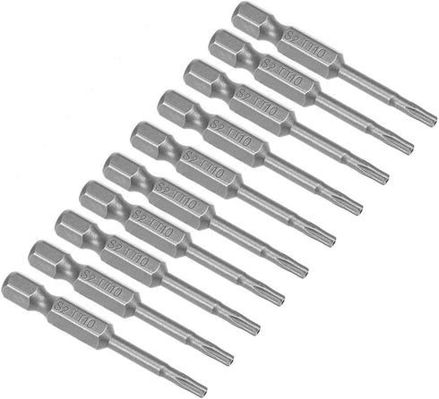 uxcell 10 Pcs Magnetic T10 Star 5 Point Screwdriver Bits, 1/4 Inch Hex Shank 2-inch Length S2 Security Screw Driver Kit Tools...