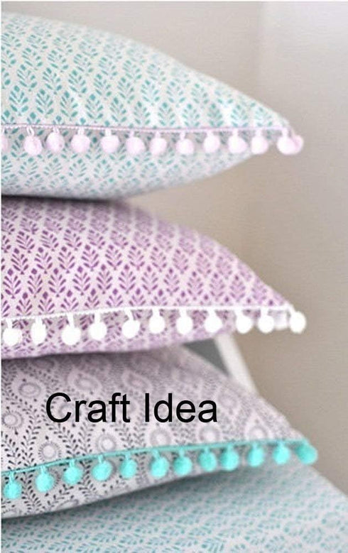 YCRAFT One Roll 18 Yards Ball Fringe 7/8" Wide Pom Pom Trim Ribbon Sewing-Grey...