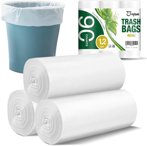 JOYEUX Small Trash Bags 1.2 Gallon, 90 Count Mini Garbage Bags for Bathroom Home Office Trash Can Liners, fit 4.5-5 Liter, 1-1.5 Gal, Clear...