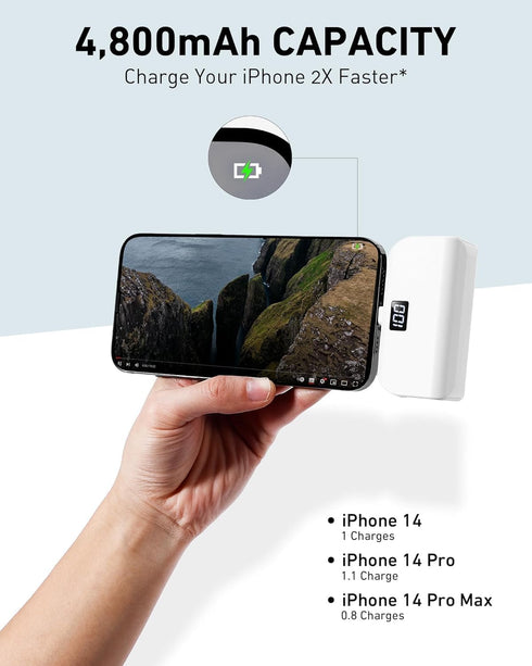 Mini Portable Charger for iPhone with Built in Cable, 4,800mAh Small Power Bank Fast Charging, Compatible with 14/14 Pro Max/13/13 Pro Max/12/12 P...